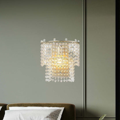 Crystal Waterfall Eclectic Metal Wall Light