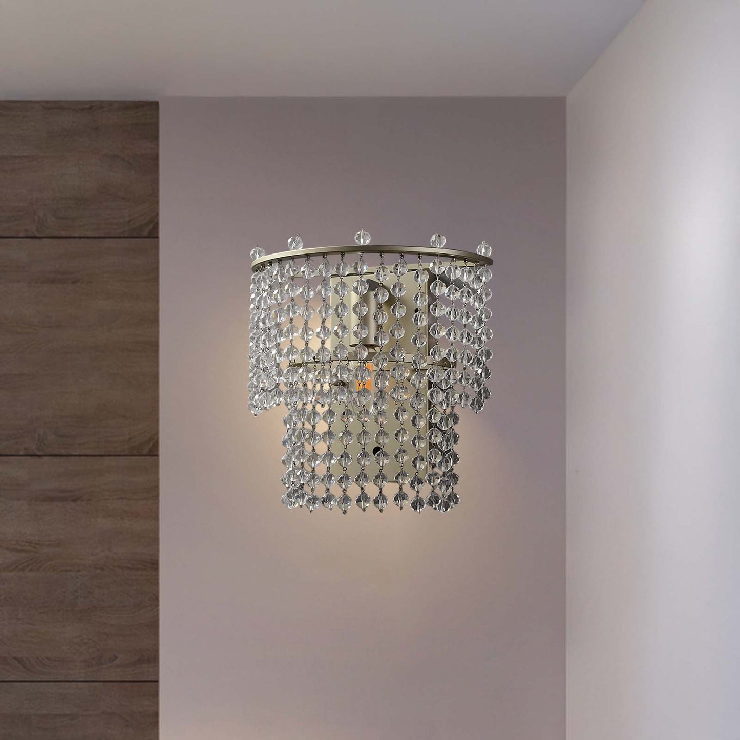 Crystal Waterfall Eclectic Metal Wall Light