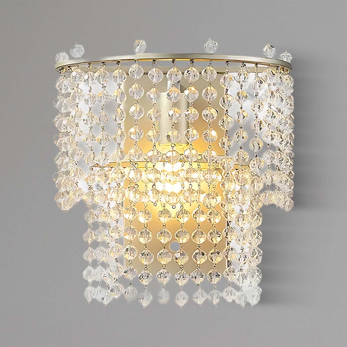 Crystal Waterfall Eclectic Metal Wall Light