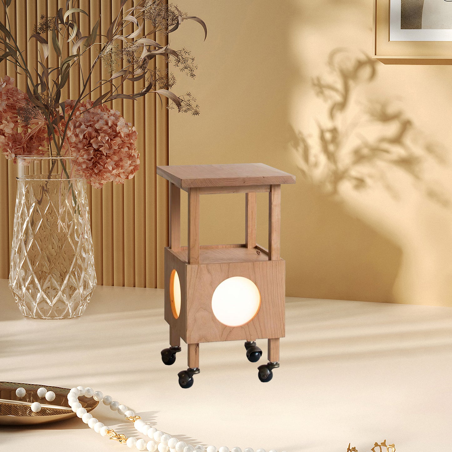 Cubby Mobile Traditional Wood Table Light