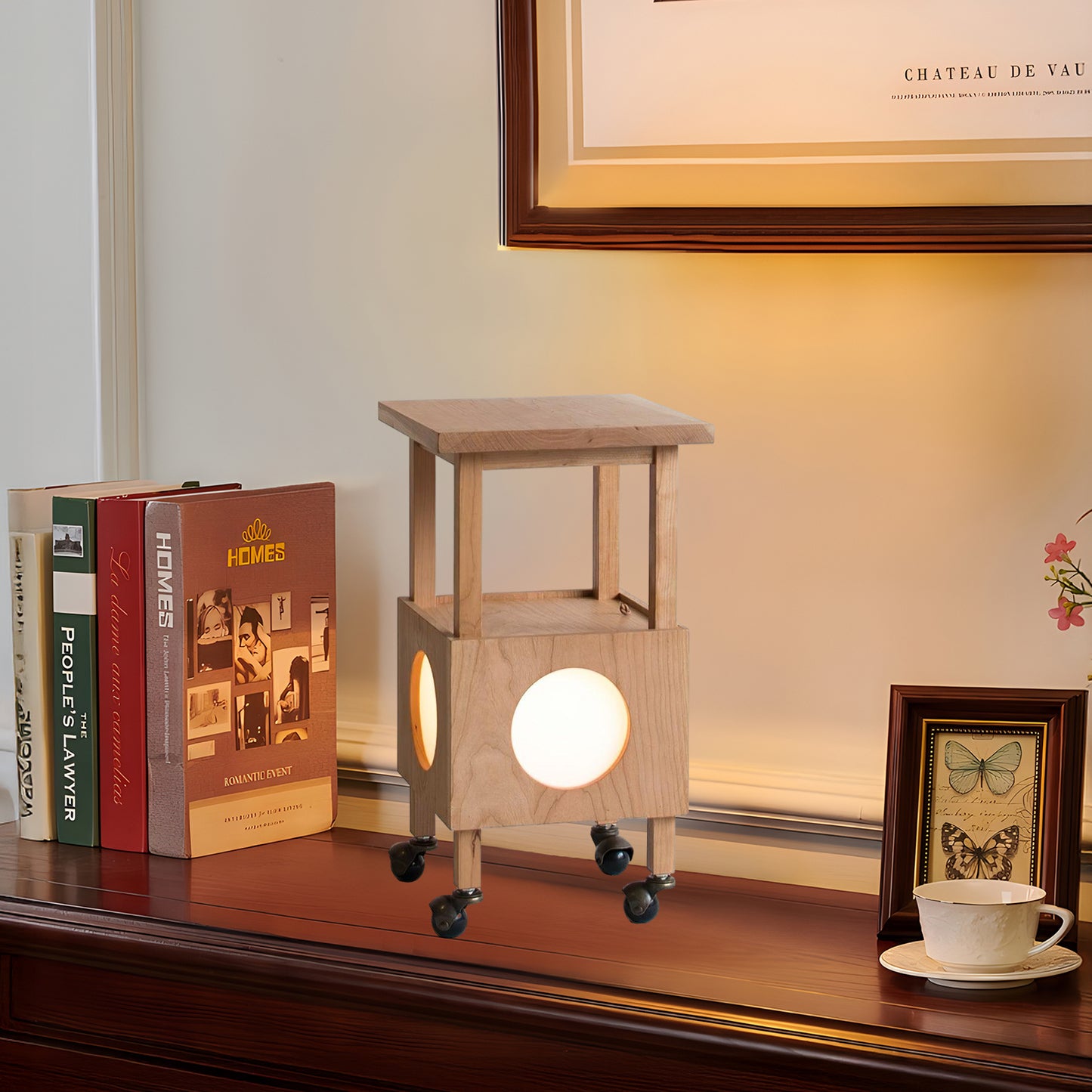 Cubby Mobile Traditional Wood Table Light