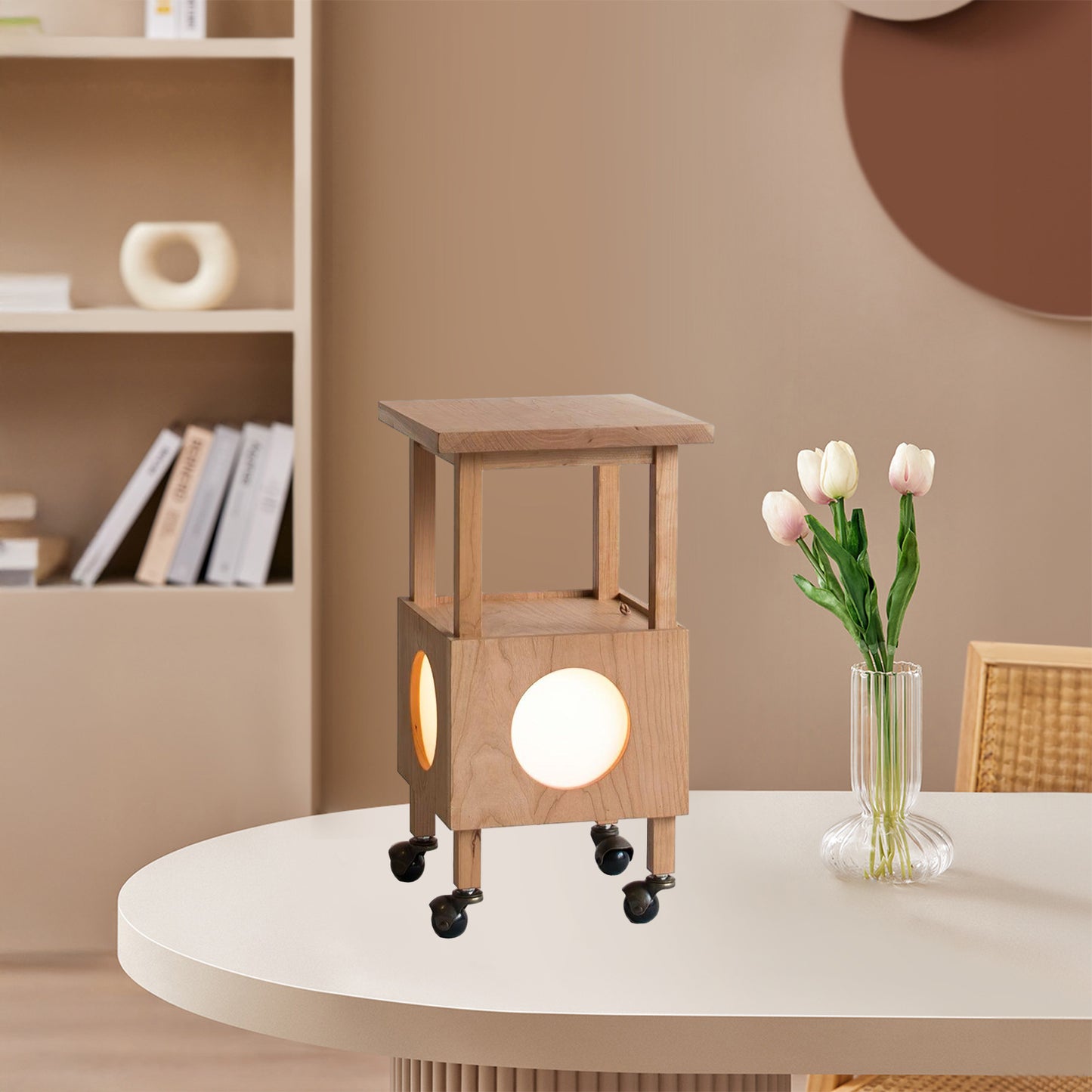 Cubby Mobile Traditional Wood Table Light