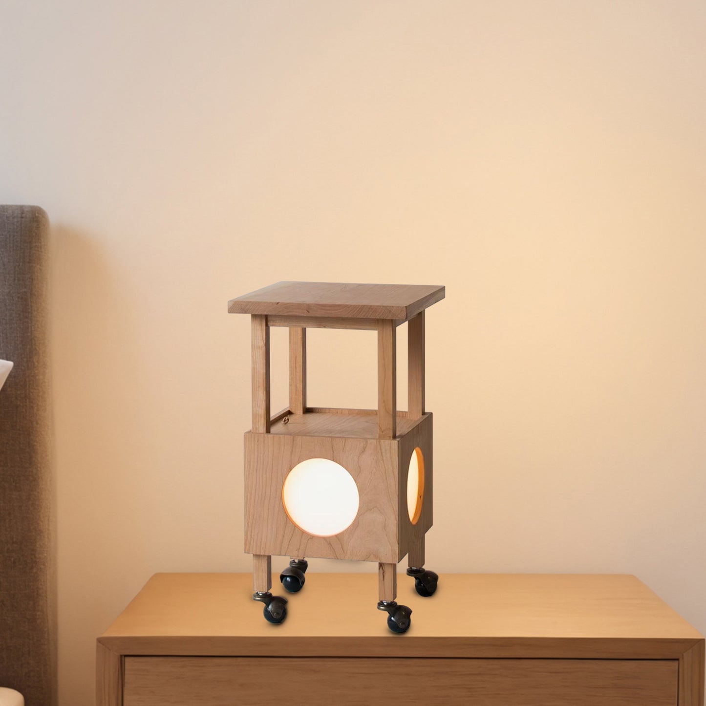 Cubby Mobile Traditional Wood Table Light