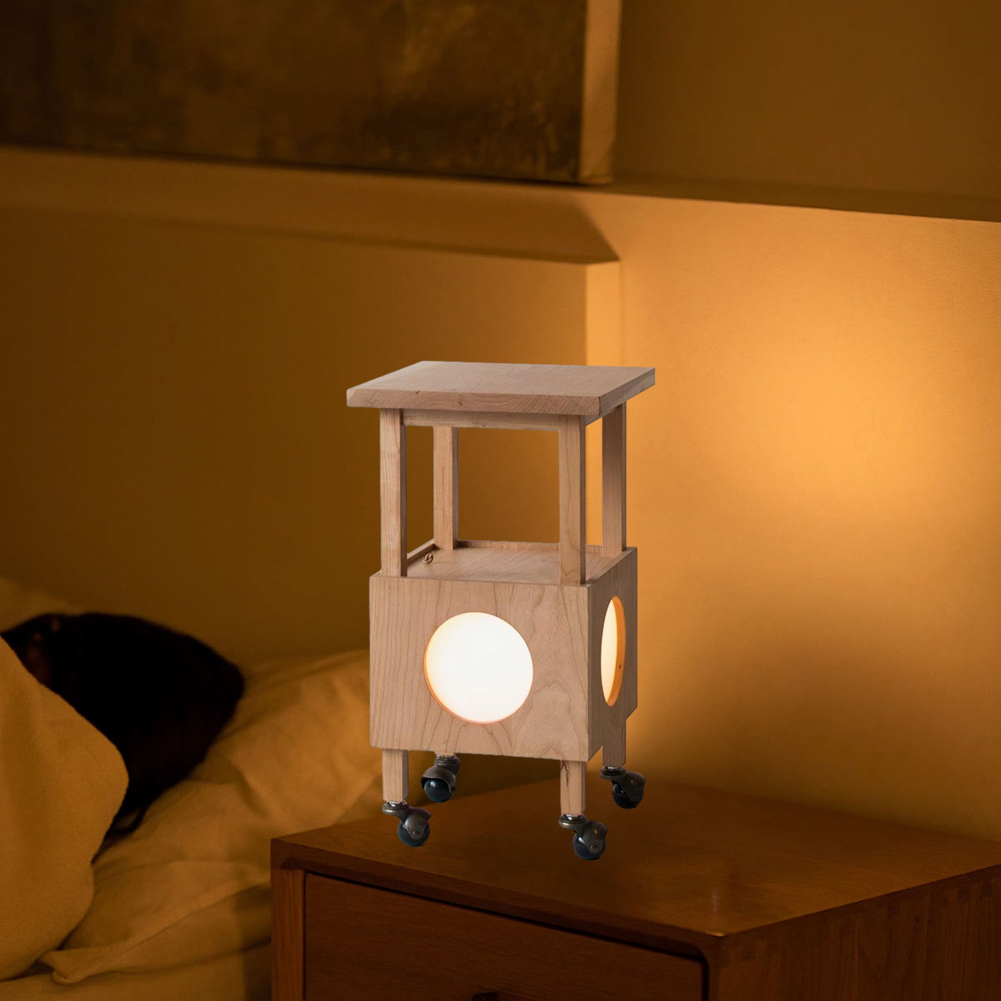 Cubby Mobile Traditional Wood Table Light