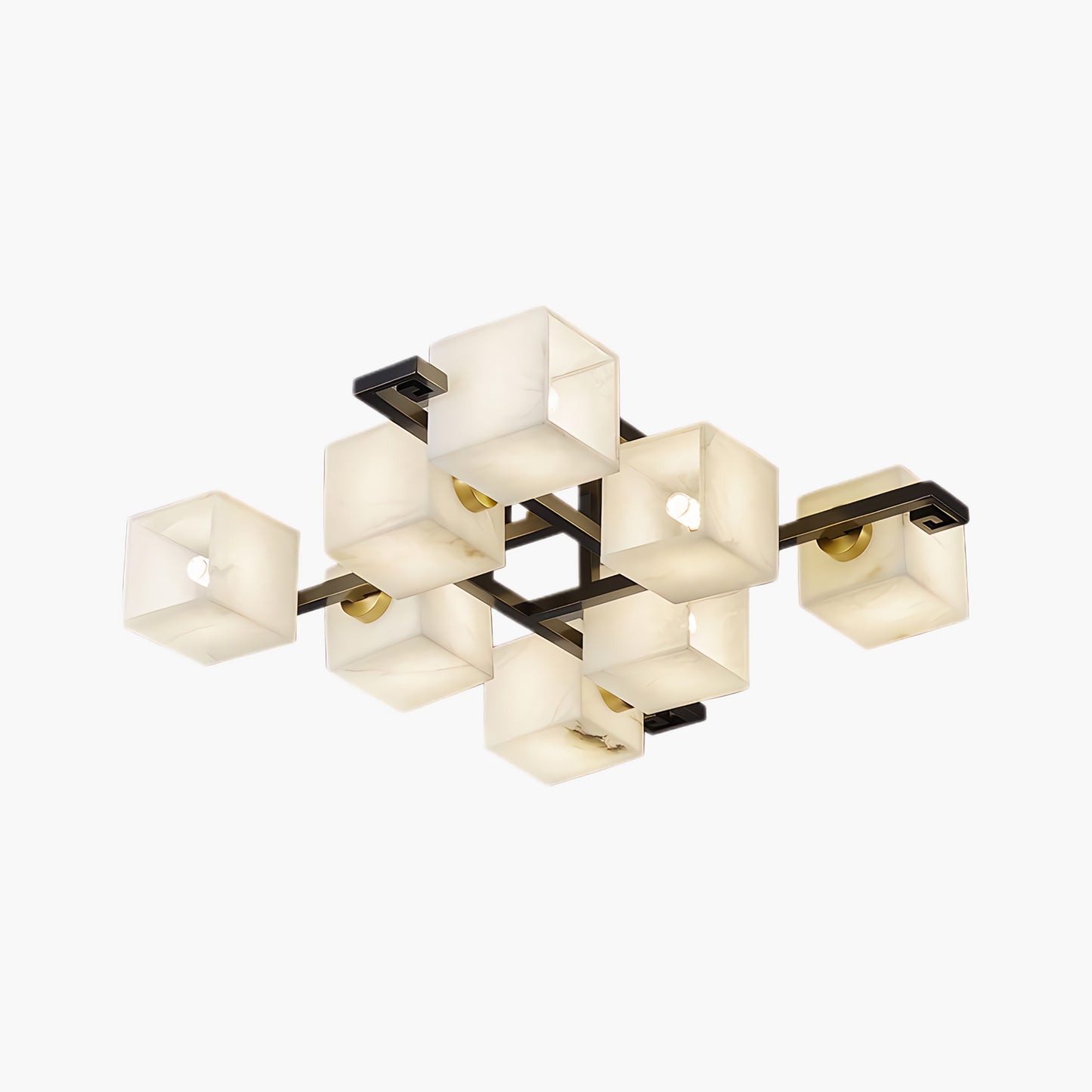 Cubist Alabaster Cluster Luxury Metal Ceiling Lamp