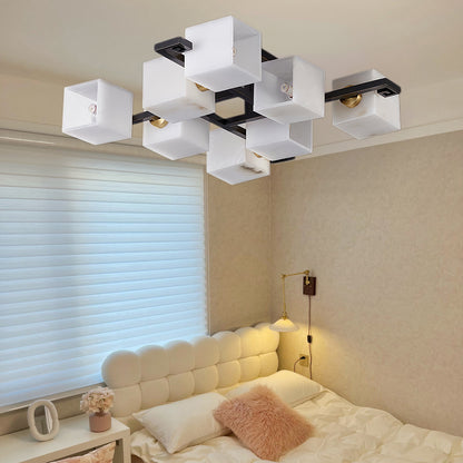 Cubist Alabaster Cluster Luxury Metal Ceiling Lamp