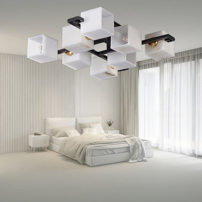 Cubist Alabaster Cluster Luxury Metal Ceiling Lamp