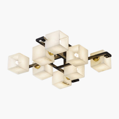 Cubist Alabaster Cluster Luxury Metal Ceiling Lamp