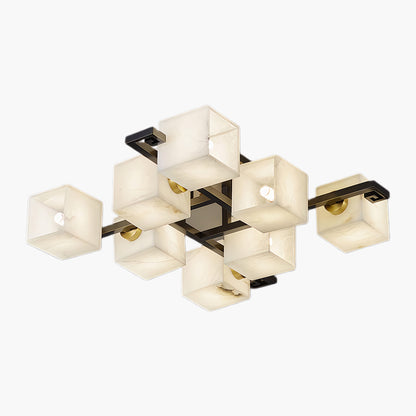 Cubist Alabaster Cluster Luxury Metal Ceiling Lamp