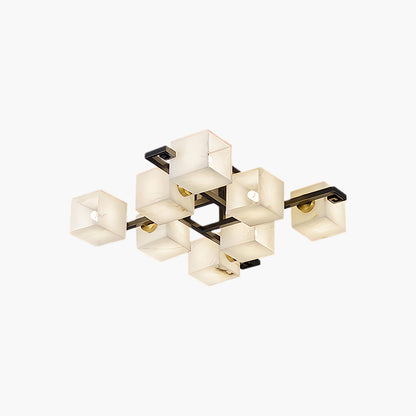 Cubist Alabaster Cluster Luxury Metal Ceiling Lamp