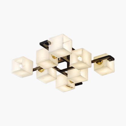 Cubist Alabaster Cluster Luxury Metal Ceiling Lamp