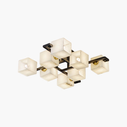 Cubist Alabaster Cluster Luxury Metal Ceiling Lamp