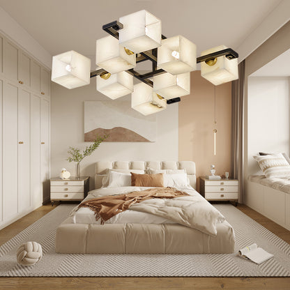 Cubist Alabaster Cluster Luxury Metal Ceiling Lamp