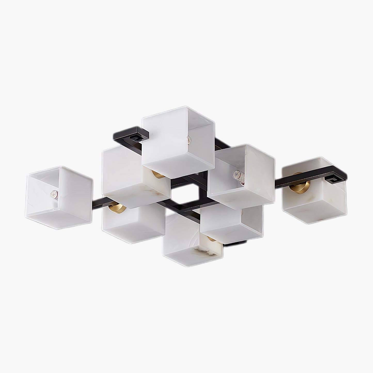 Cubist Alabaster Cluster Luxury Metal Ceiling Lamp