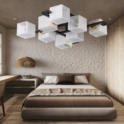 Cubist Alabaster Cluster Luxury Metal Ceiling Lamp