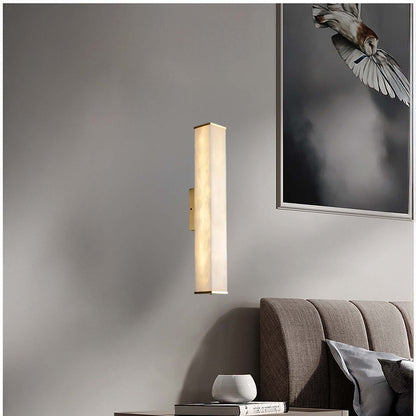 Cuboid Alabaster Modern Brass Wall Light