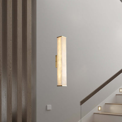 Cuboid Alabaster Modern Brass Wall Light