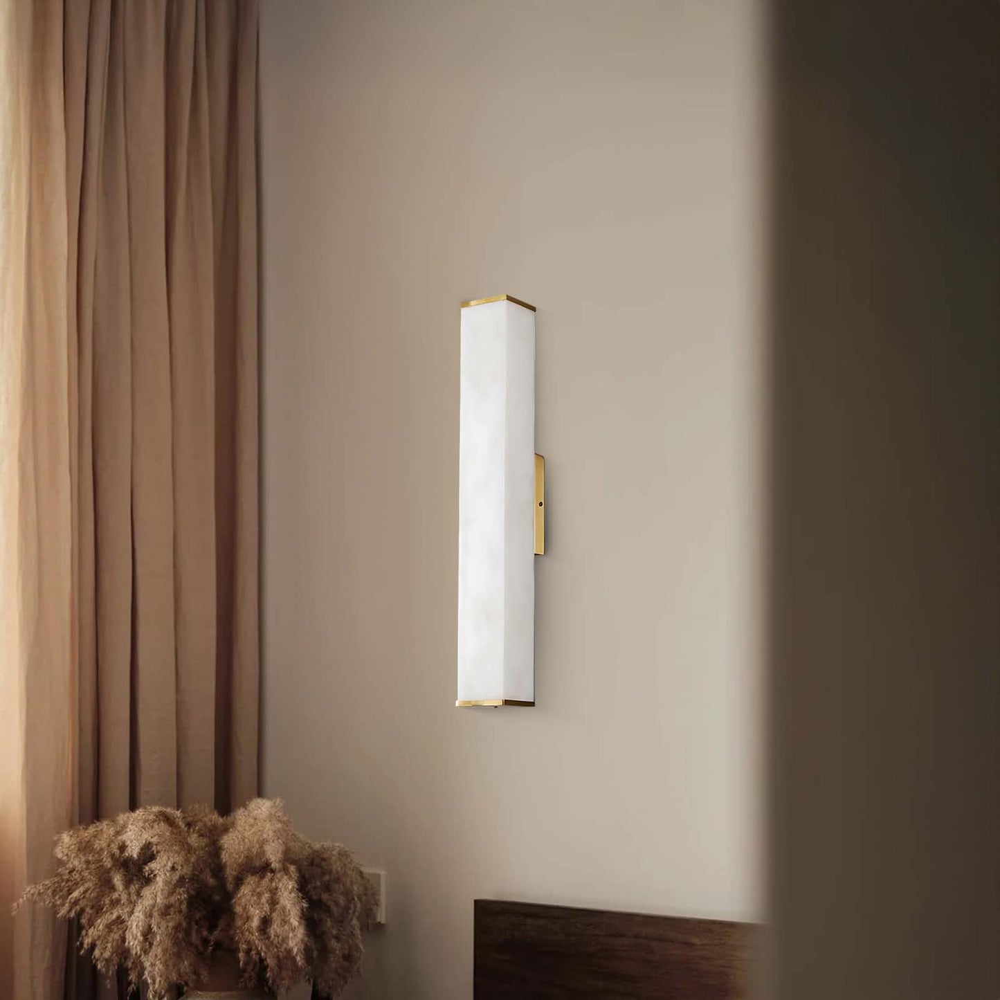 Cuboid Alabaster Modern Brass Wall Light