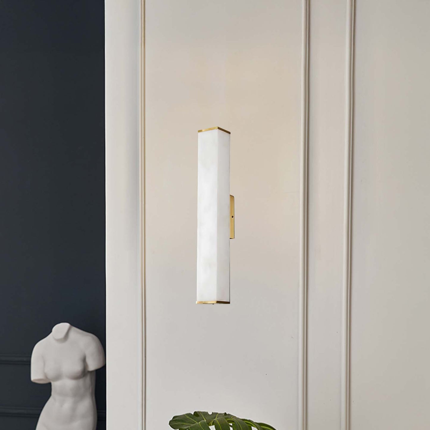 Cuboid Alabaster Modern Brass Wall Light