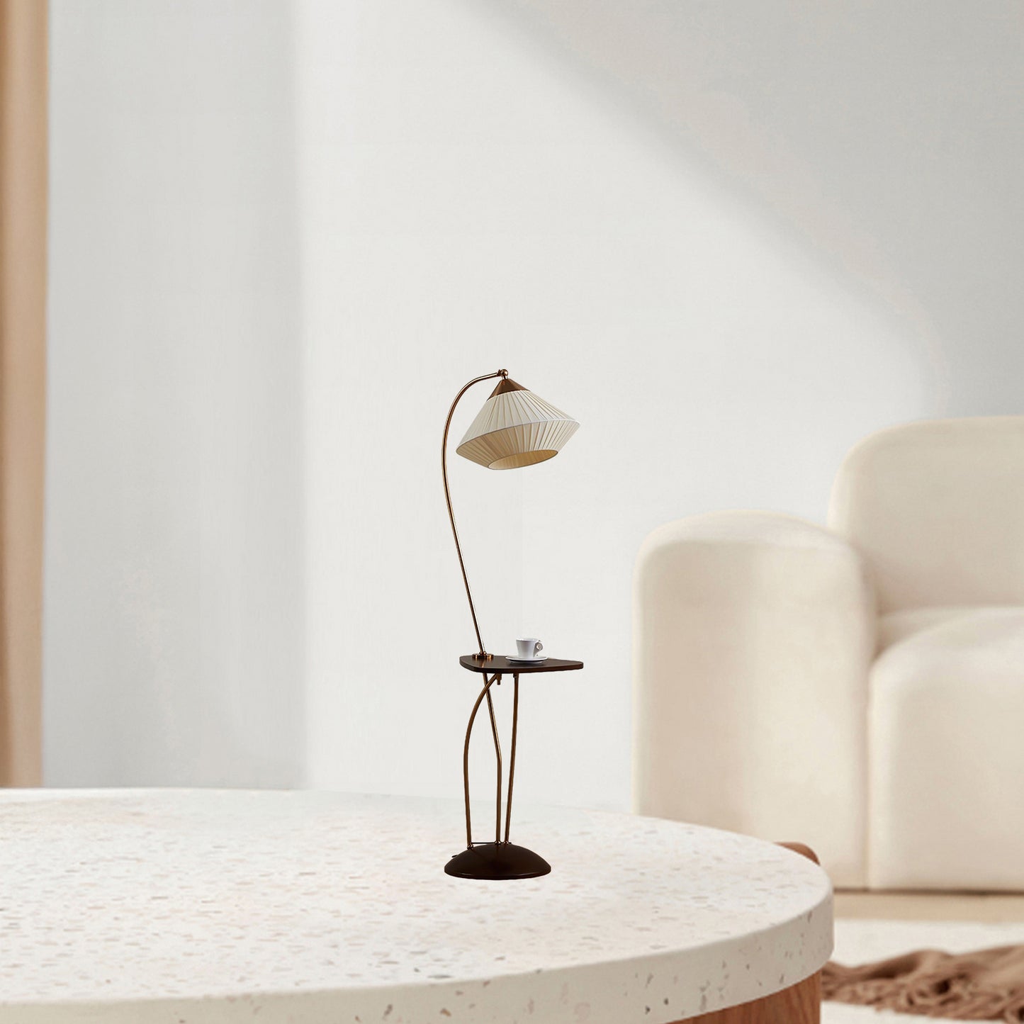 Curve With Table Minimalist Metal Floor Lamp