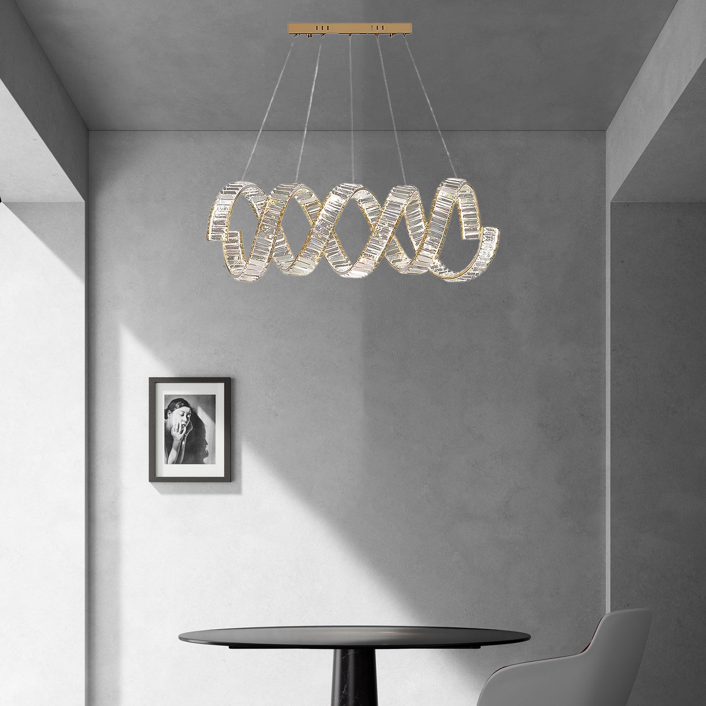 Curved LED Eclectic Metal Chandelier