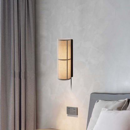 Cylinder Fabric Contemporary Metal Wall Lamp