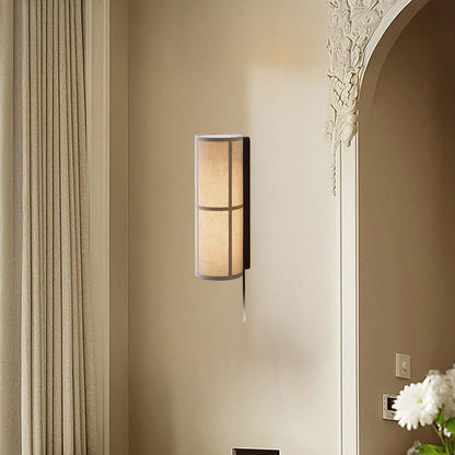 Cylinder Fabric Contemporary Metal Wall Lamp