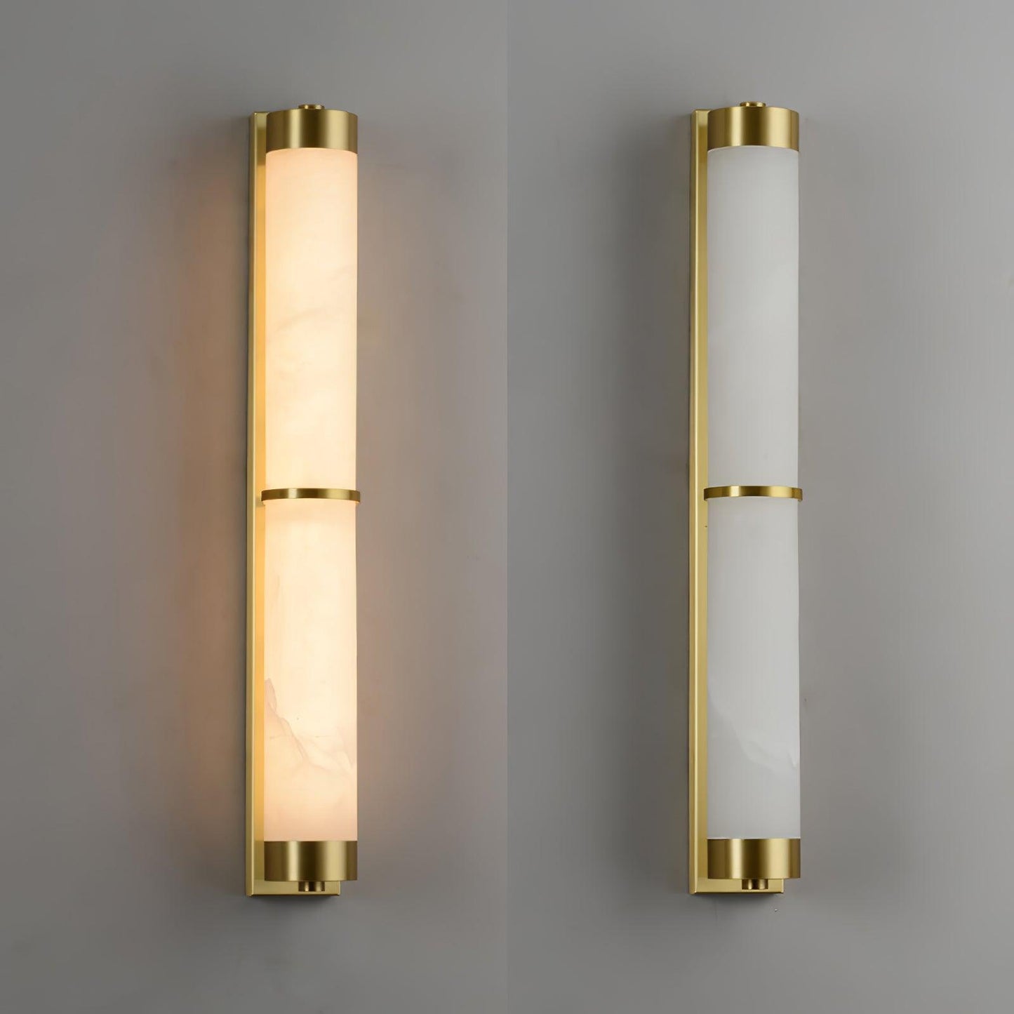 Cylindra Alabaster Contemporary Brass Wall Light