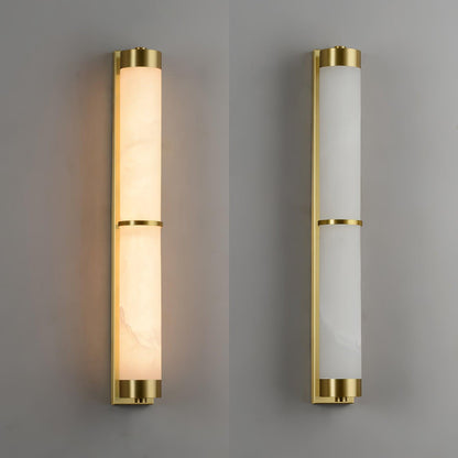 Cylindra Alabaster Contemporary Brass Wall Light