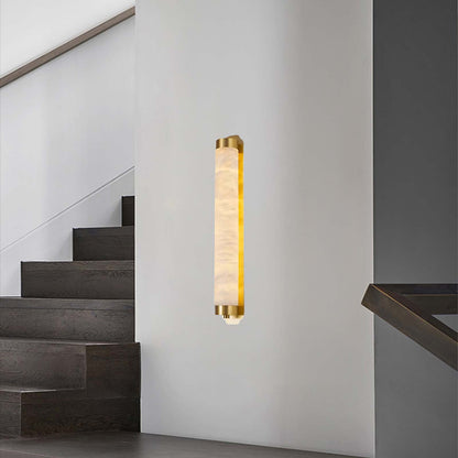 Cylindra Alabaster Contemporary Brass Wall Light