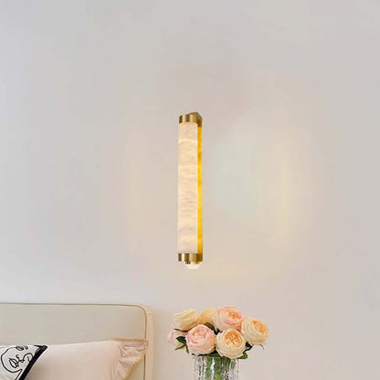 Cylindra Alabaster Contemporary Brass Wall Light