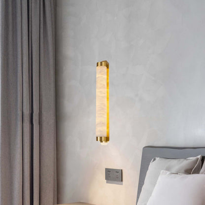 Cylindra Alabaster Contemporary Brass Wall Light