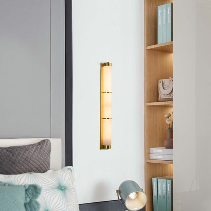 Cylindra Alabaster Contemporary Brass Wall Light