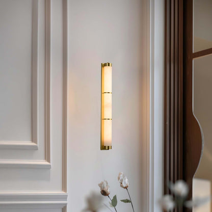 Cylindra Alabaster Contemporary Brass Wall Light