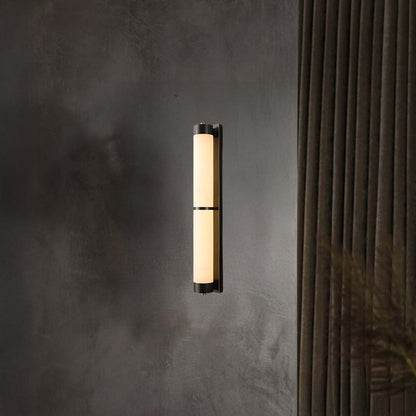 Cylindra Alabaster Contemporary Brass Wall Light