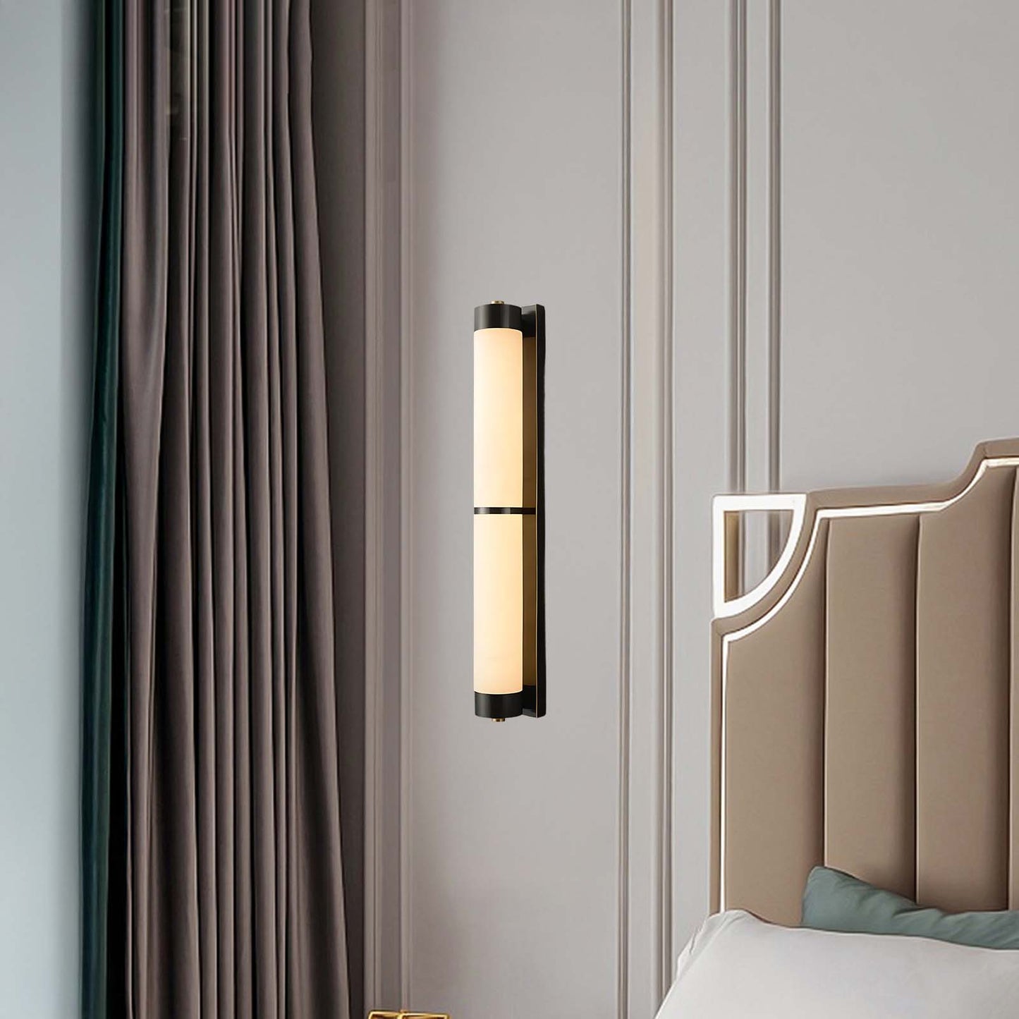 Cylindra Alabaster Contemporary Brass Wall Light