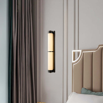 Cylindra Alabaster Contemporary Brass Wall Light