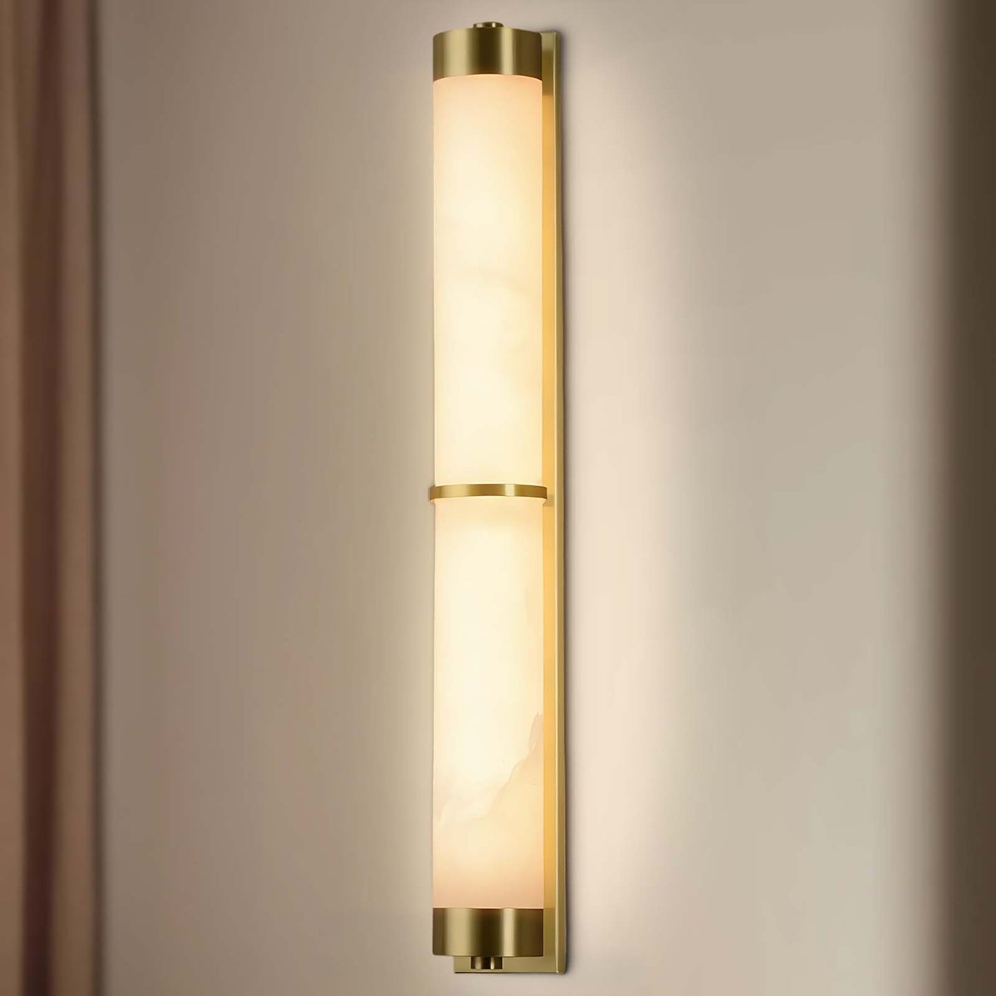 Cylindra Alabaster Contemporary Brass Wall Light