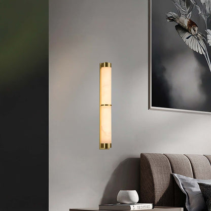 Cylindra Alabaster Contemporary Brass Wall Light