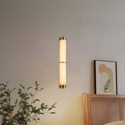 Cylindra Alabaster Contemporary Brass Wall Light