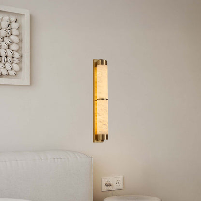 Cylindra Alabaster Contemporary Brass Wall Light