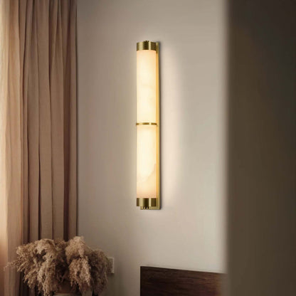 Cylindra Alabaster Contemporary Brass Wall Light