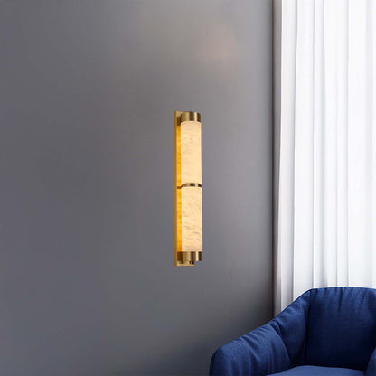 Cylindra Alabaster Contemporary Brass Wall Light