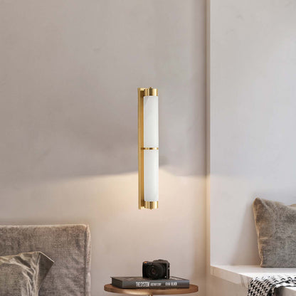 Cylindra Alabaster Contemporary Brass Wall Light