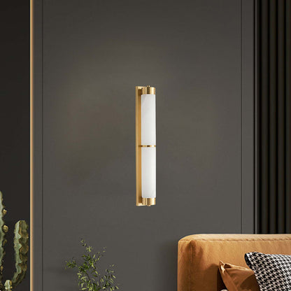 Cylindra Alabaster Contemporary Brass Wall Light