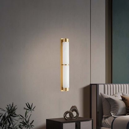 Cylindra Alabaster Contemporary Brass Wall Light