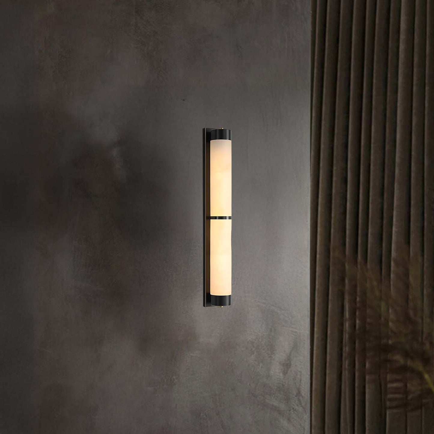 Cylindra Alabaster Contemporary Brass Wall Light