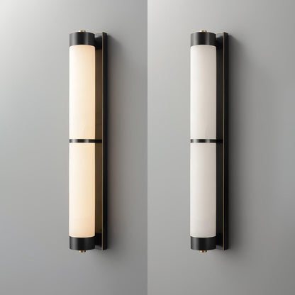 Cylindra Alabaster Contemporary Brass Wall Light