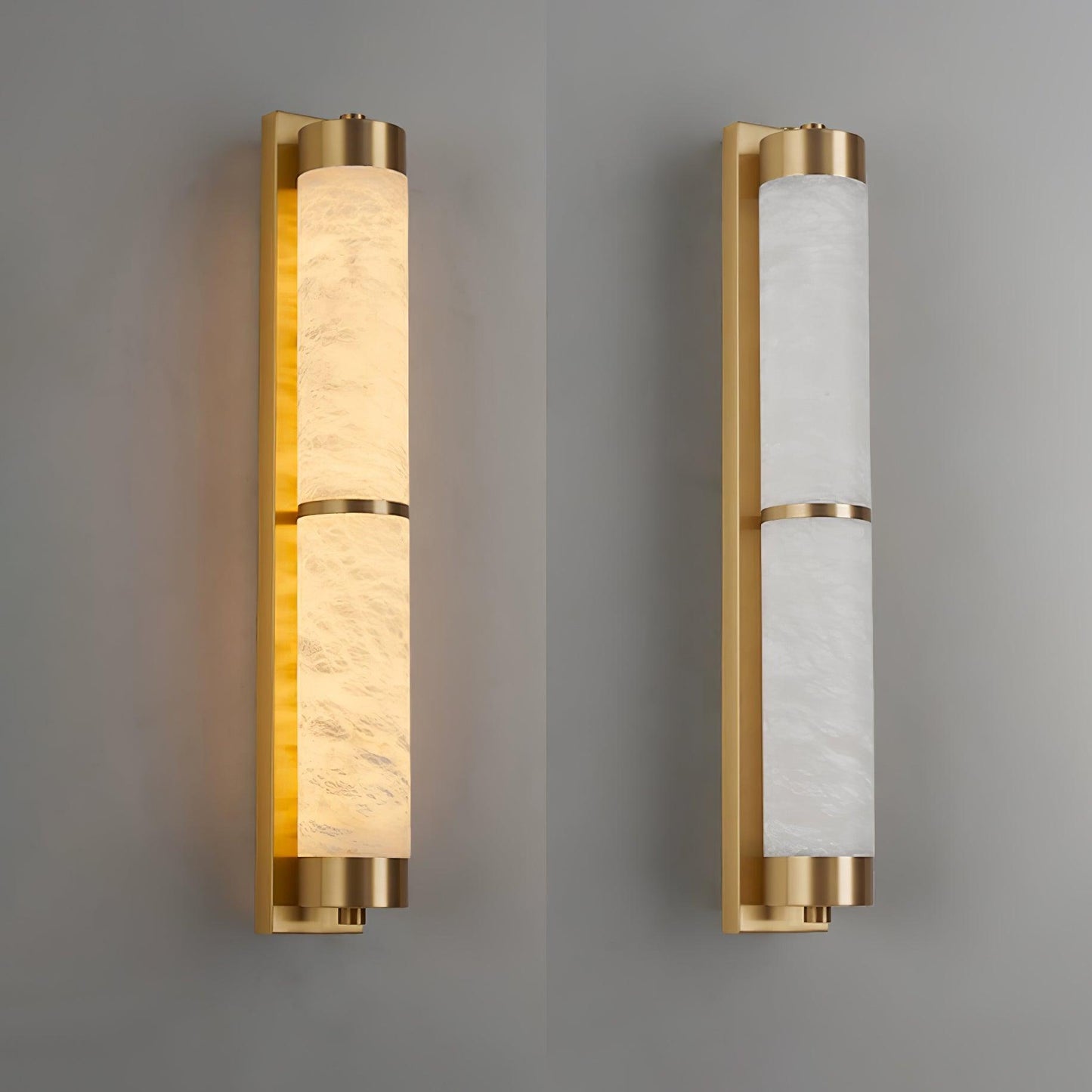 Cylindra Alabaster Contemporary Brass Wall Light