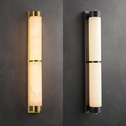 Cylindra Alabaster Contemporary Brass Wall Light